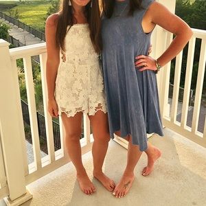 Kendall & Kylie White Lace Romper with Open Sides